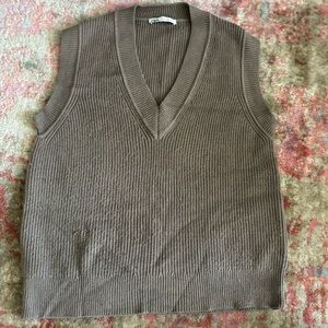 ZARA brown oversized V neck vest